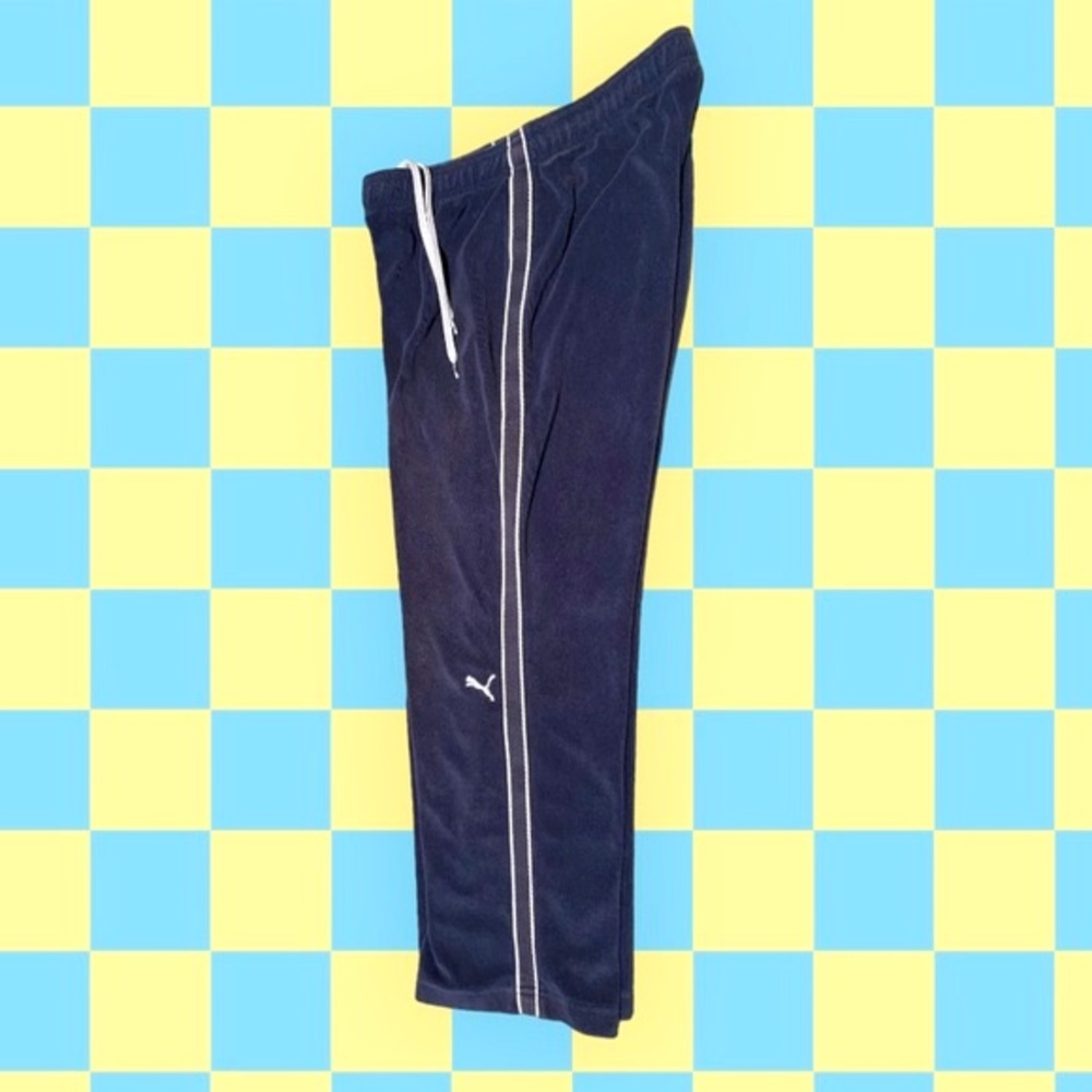Puma Velour Track Pants Navy Blue Side Stripe Joggers Women’s Small
